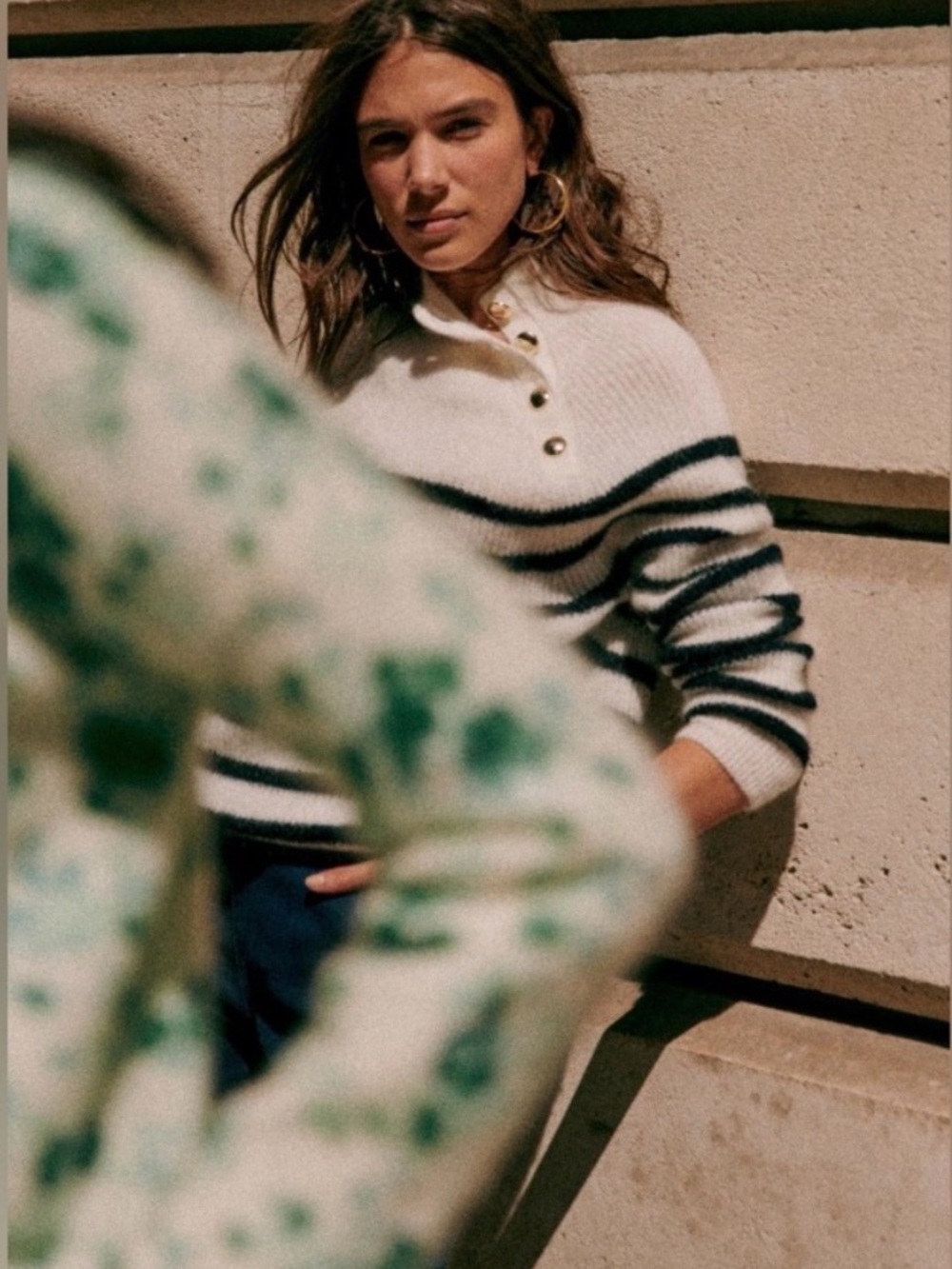 NWOT 🇫🇷 Sézane Trudy Jumper Striped Navy & Creamy White Mohair Sweater - Picture 4 of 12